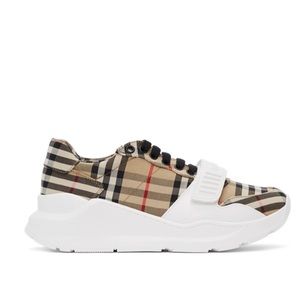 Beige Check Regis Sneakers